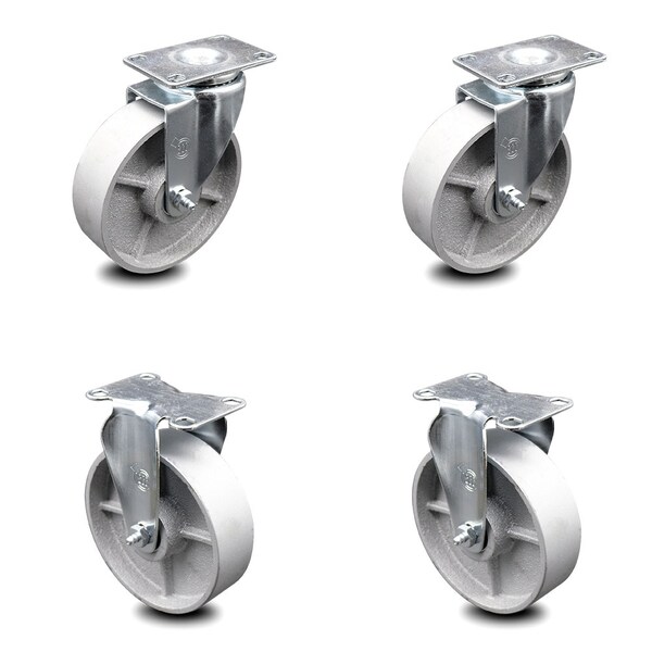 5 Inch Semi Steel Wheel Swivel Top Plate Caster Set with 2 Rigid